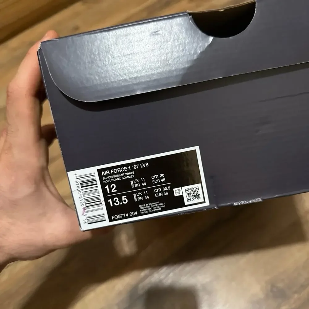 Nike Air Force 1 Black Summit White Gum FQ8714-004 Size 12